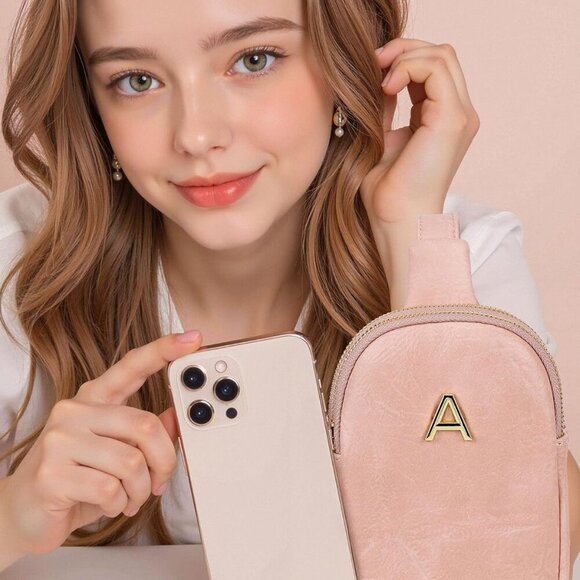 Personalized Baby Pink Crossbody Bag - Lightweight & Waterproof for Teen Girls - Picture 2 of 6